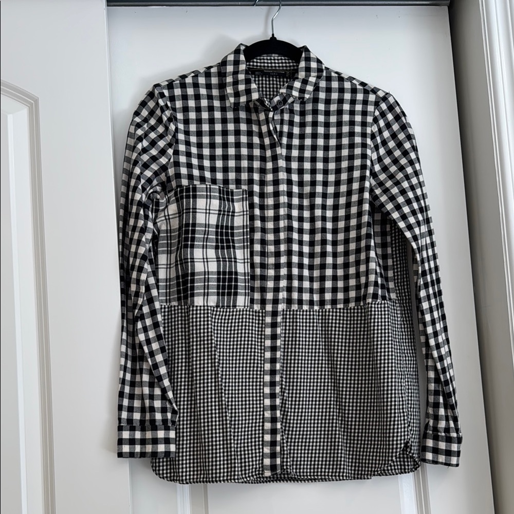 Zara black and white flannel shirt size S